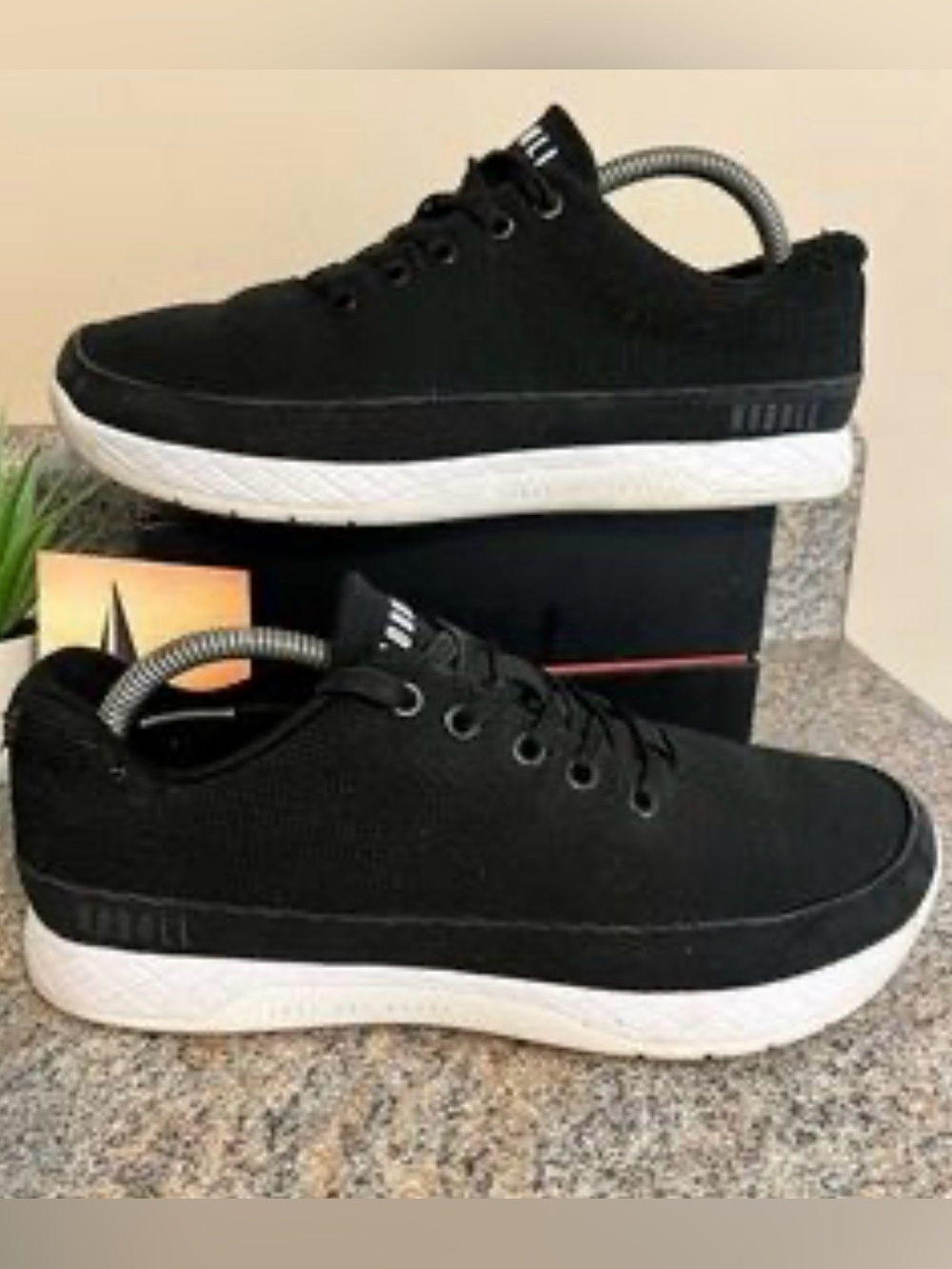 NOBULL Men’s Black Canvas Low-Top Sneakers with White Sole Size 10.5